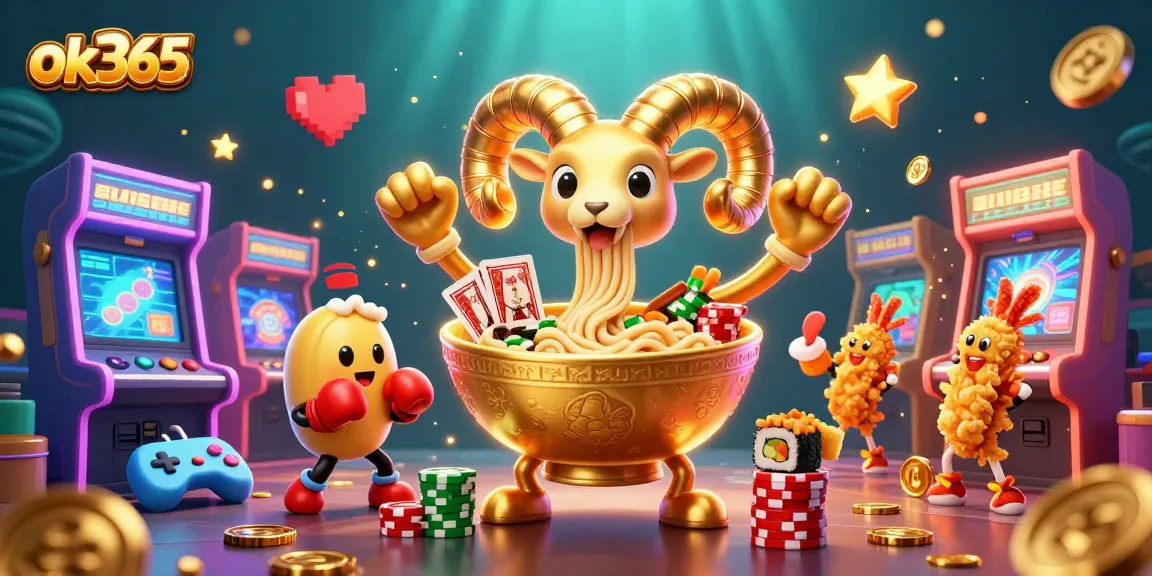 Experience thrilling wins at ok365 with a vibrant 3D casino scene showcasing colorful arcade elements and dynamic characters.