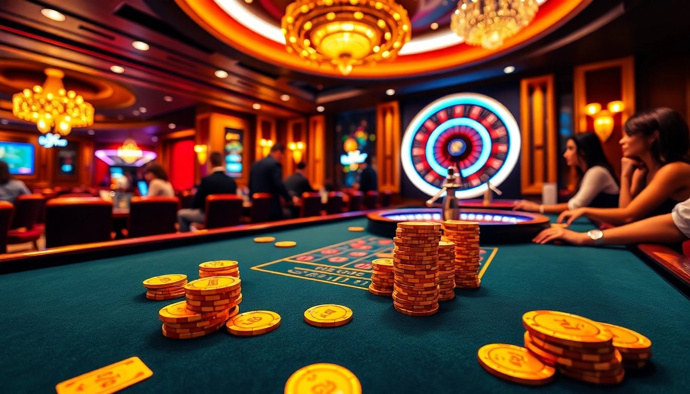 Engaged players at a bj88 blackjack table, capturing the excitement of the casino atmosphere.
