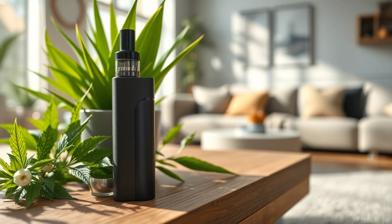 Buy DMT vape online with this stylish vape pen amidst green plants for calm vibes.
