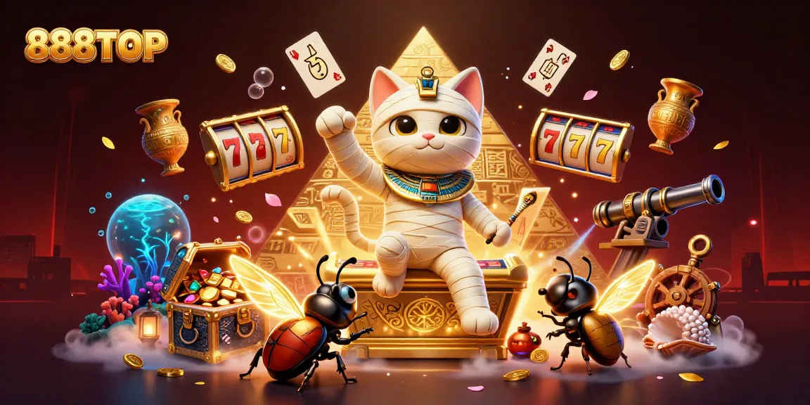 Experience the exciting adventures of 888TOP in a vibrant online casino scene featuring thrilling slot games.