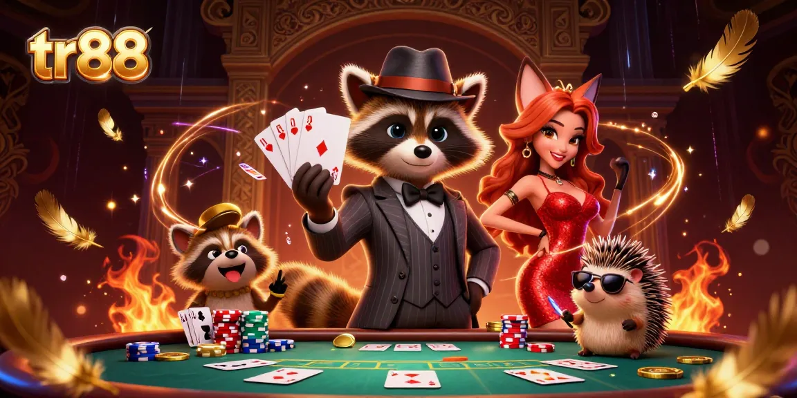 Experience thrilling gameplay at tr88 with a suave raccoon, a fox lady, and engaging poker action.