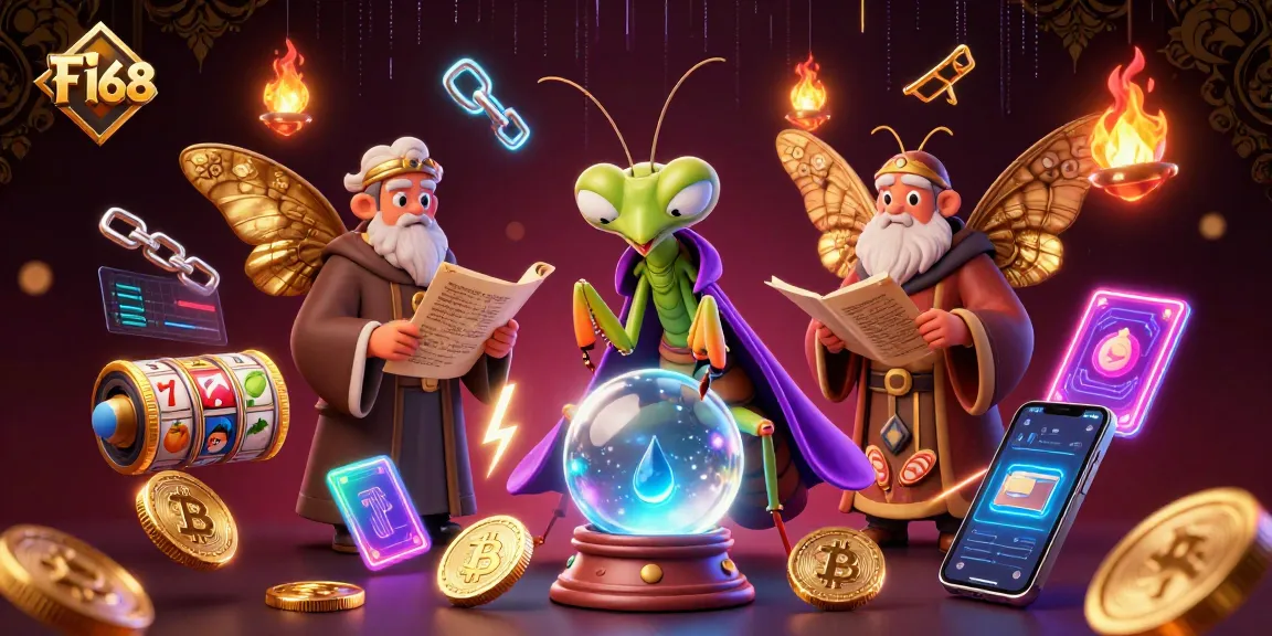 Join F168 in an exciting 3D gaming scene featuring enchanting characters and vibrant casino elements.