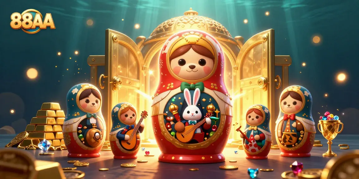 Experience thrilling wins at 88AA with vibrant 3D casino-themed illustrations showcasing various games.