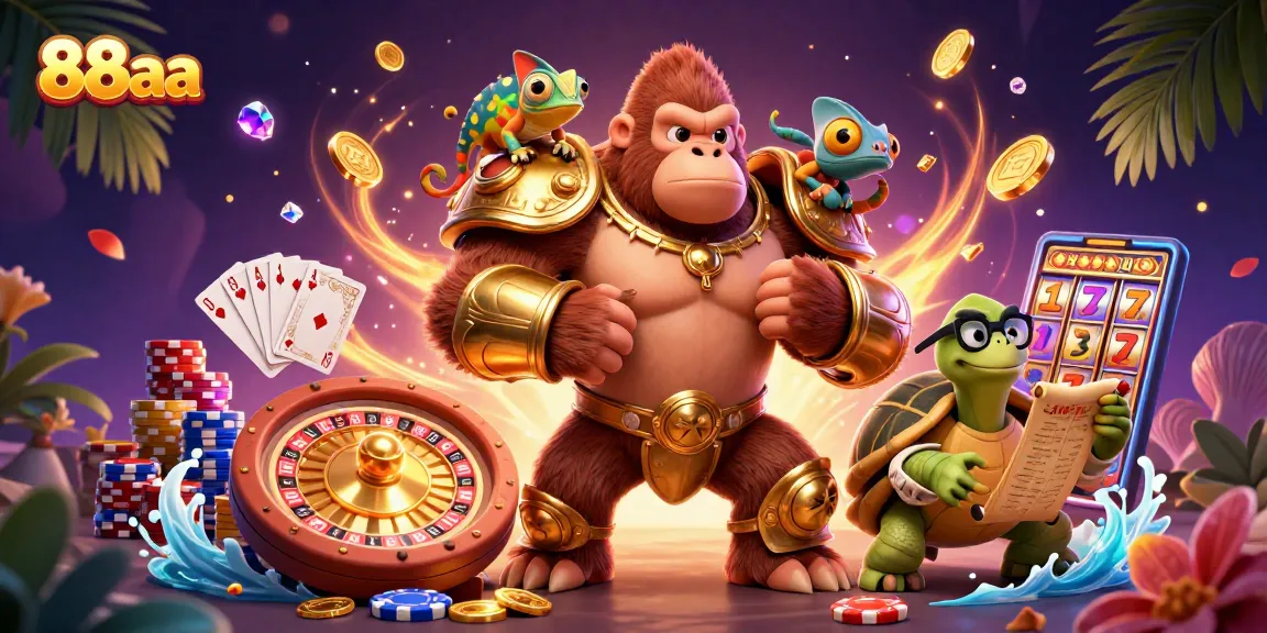 Experience thrilling action at 88aa with a vibrant scene of casino excitement and adventure.