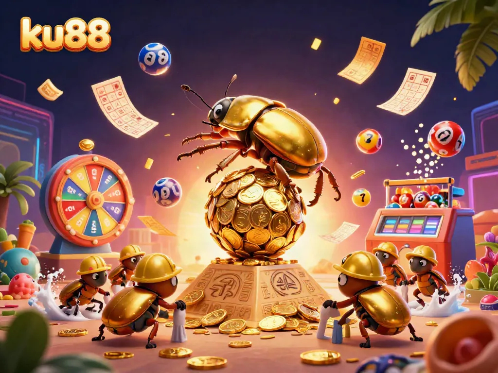 Experience the thrilling world of ku88 with golden coins and lively characters in an engaging casino scene.