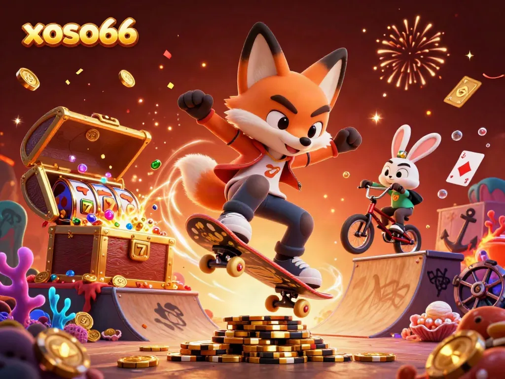 Experience the excitement of xoso66 with vibrant characters and dynamic casino gameplay in a colorful scene.