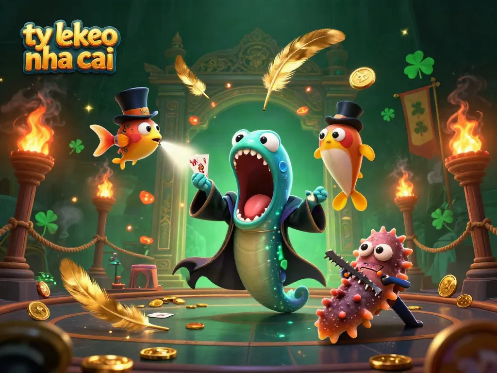 Engage with ty le keo nha cai in a vibrant underwater gambling scene featuring 3D cartoon characters and dynamic effects.