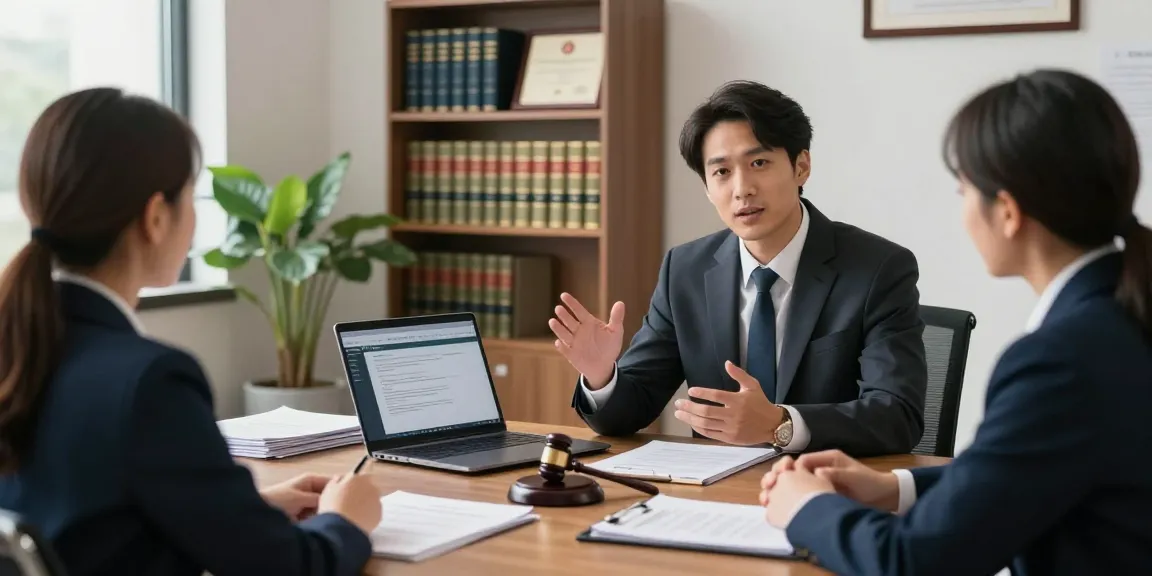 Law office consultation showcasing a professional criminal lawyer with clients discussing legal strategy at the web site.