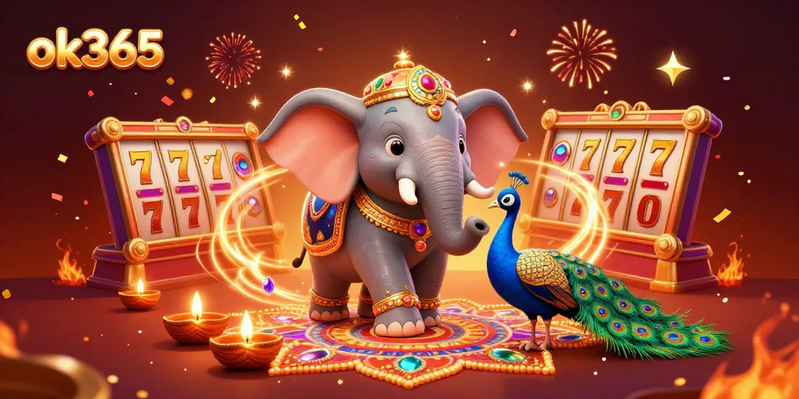 Experience exciting jackpots at ok365 with vibrant 3D casino elements like slot reels and lucky symbols.