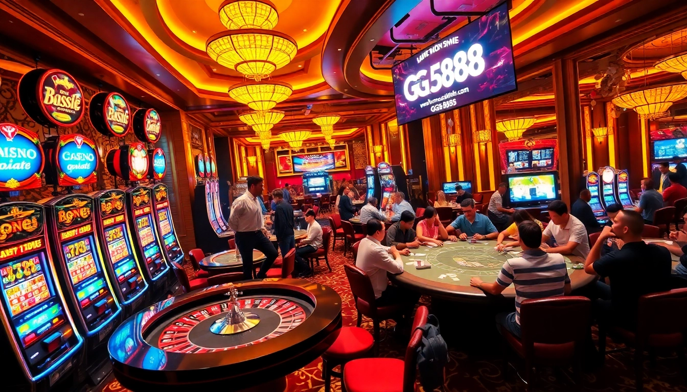Players enjoying table games and slot machines in a luxurious casino environment at https://gg88.ltd/ showcasing excitement and professionalism.