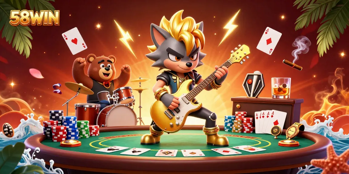 Players win at 58WIN with a vibrant casino scene full of excitement and poker action.