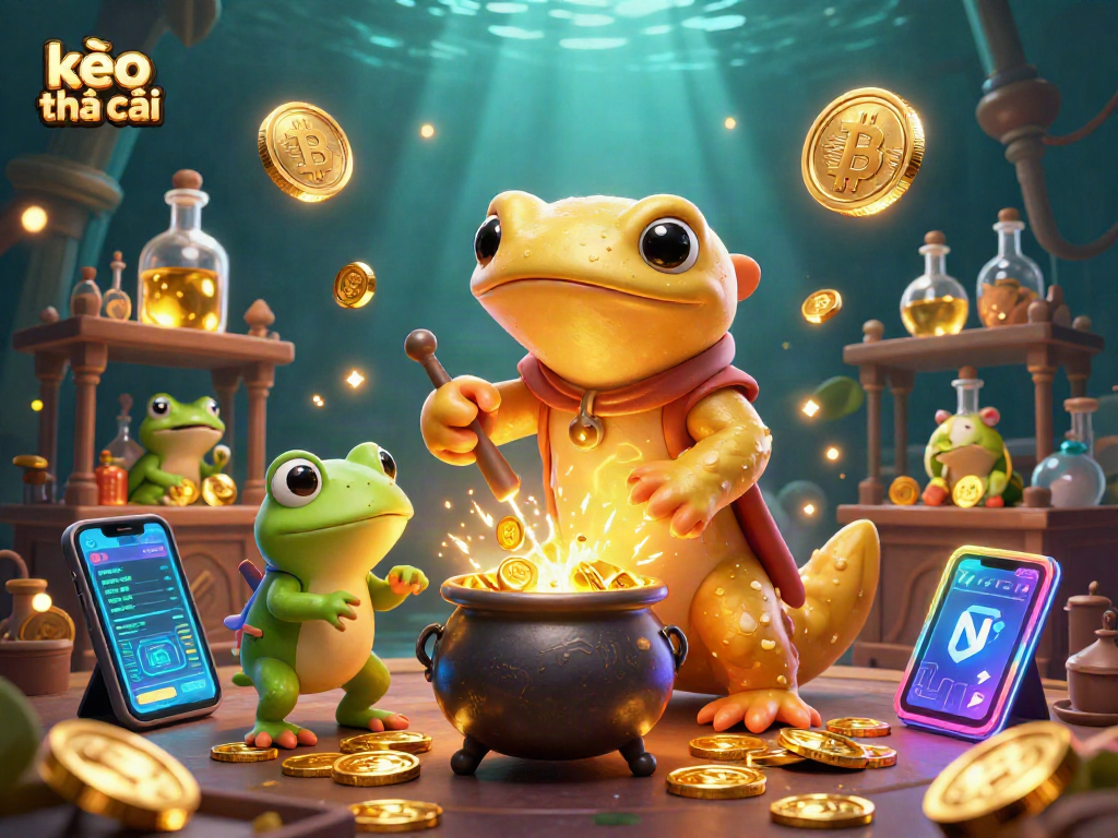 Bet on kèo nhà cái as the golden salamander alchemist crafts gold coins in a vibrant casino.