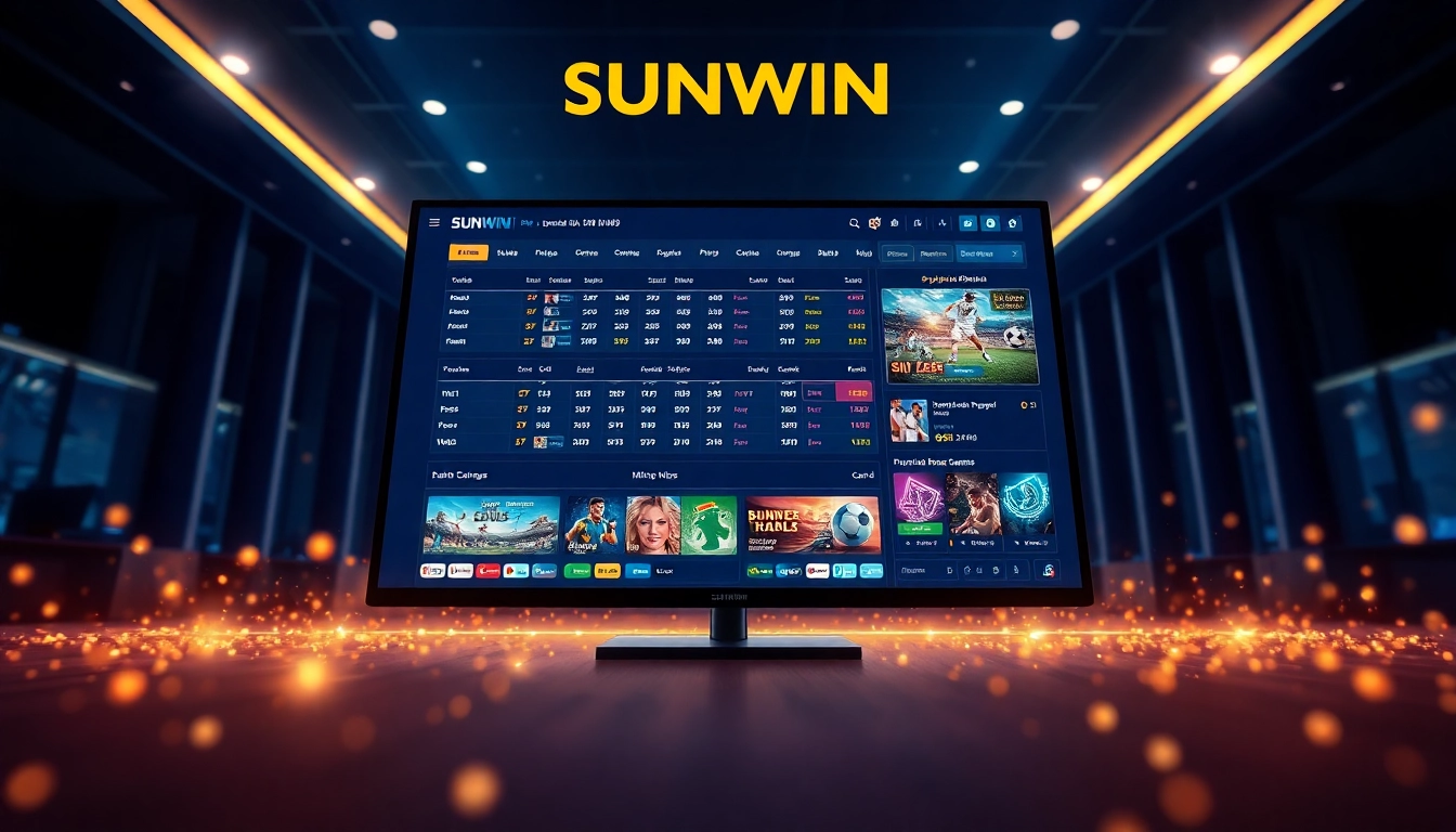 SUNWIN online betting platform showcasing sports and casino games in an exciting digital interface.