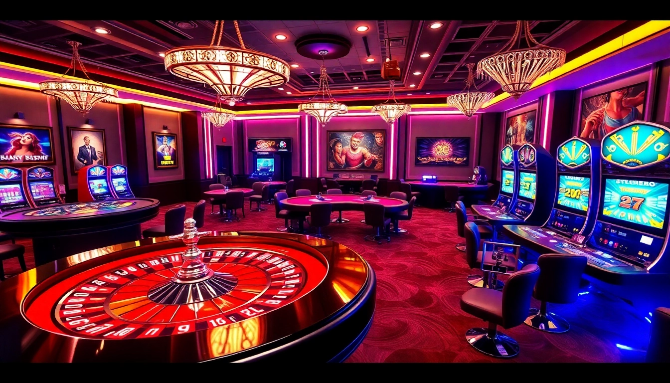 Experience the thrill of online gambling with the rr88 link highlighted in a vibrant casino scene.