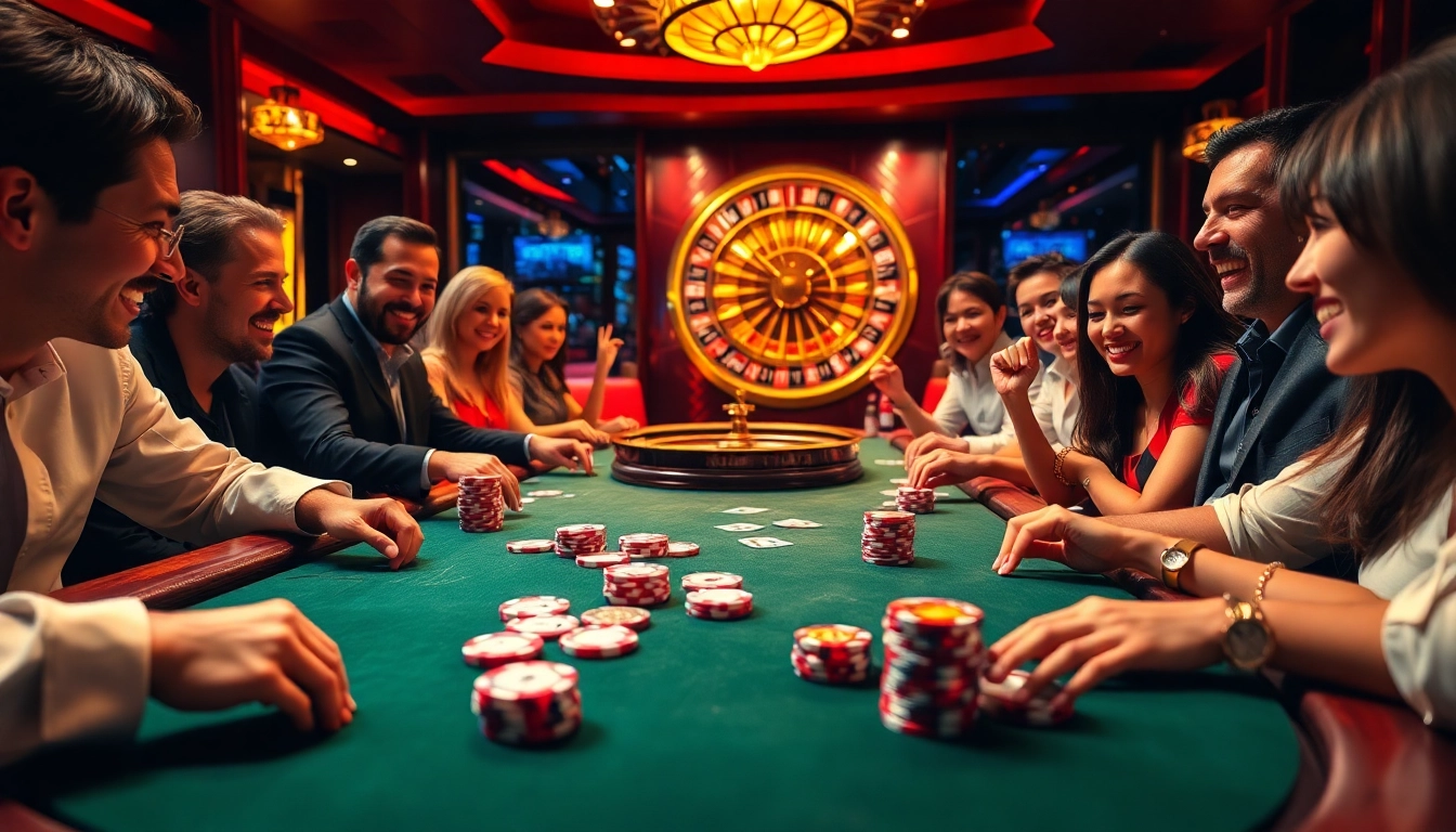 Experience thrilling gameplay at https://xx88.cheap/ featuring a high-stakes poker table with enthusiastic players and vibrant chips.