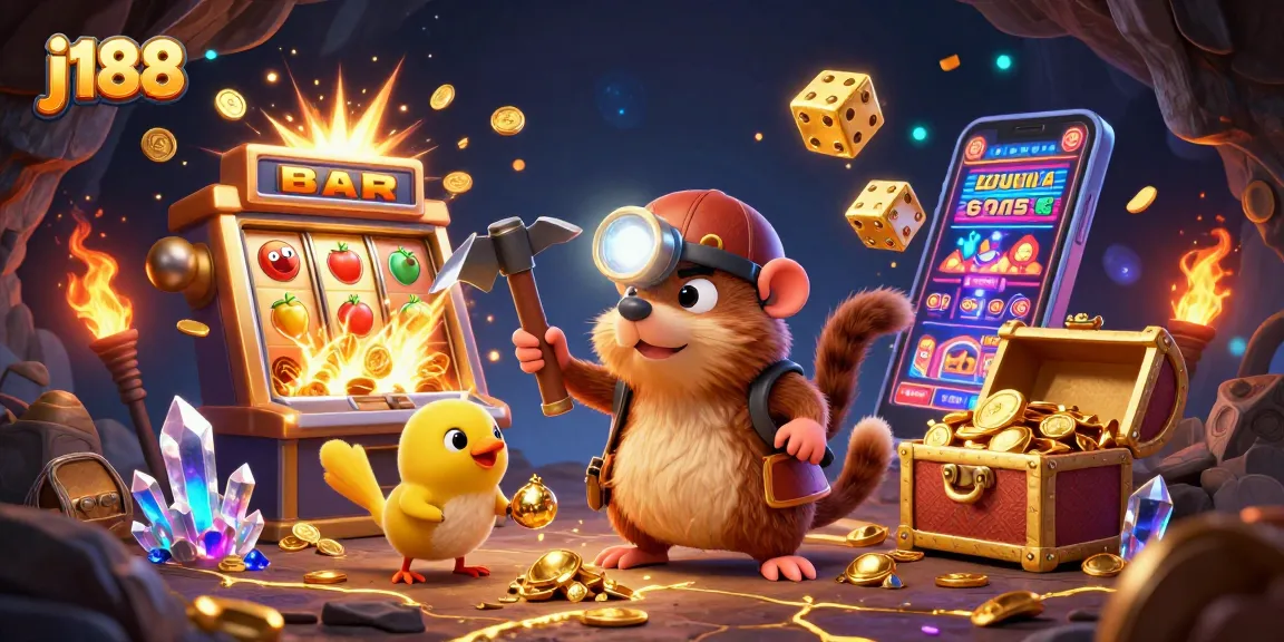 Spin to win big with j188's treasure-seeking mole and jackpot casino action!